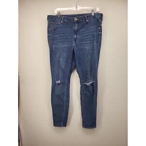 & Denim Womens Jeans Blue 16 Denim Stretch Skinny Curvy Jegging  Ladies Casual